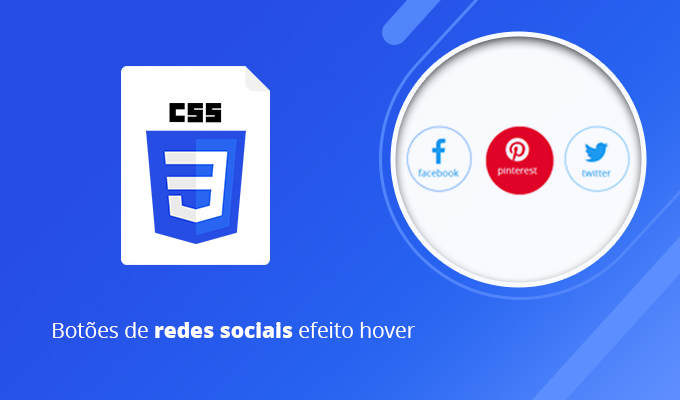 Botões de redes sociais efeito hover
