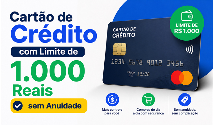 Cartão de Crédito com Limite de 1.000 Reais sem Anuidade
